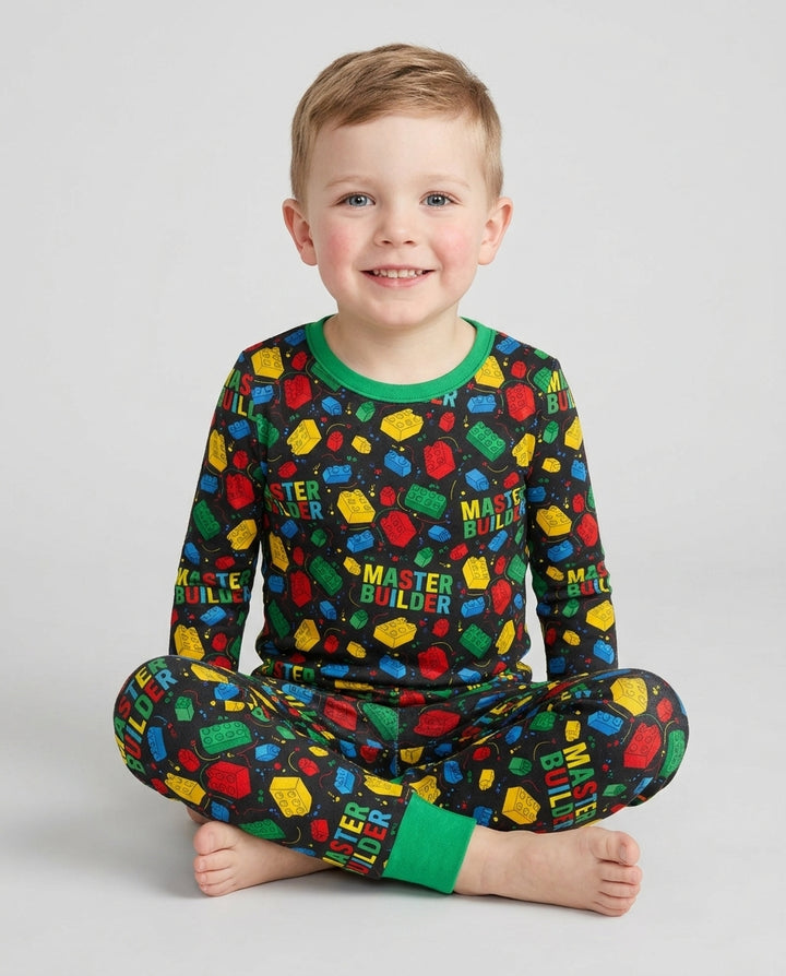 Brick Toy Master Builder Bamboo Two Piece Long Sleeve Pajama Set