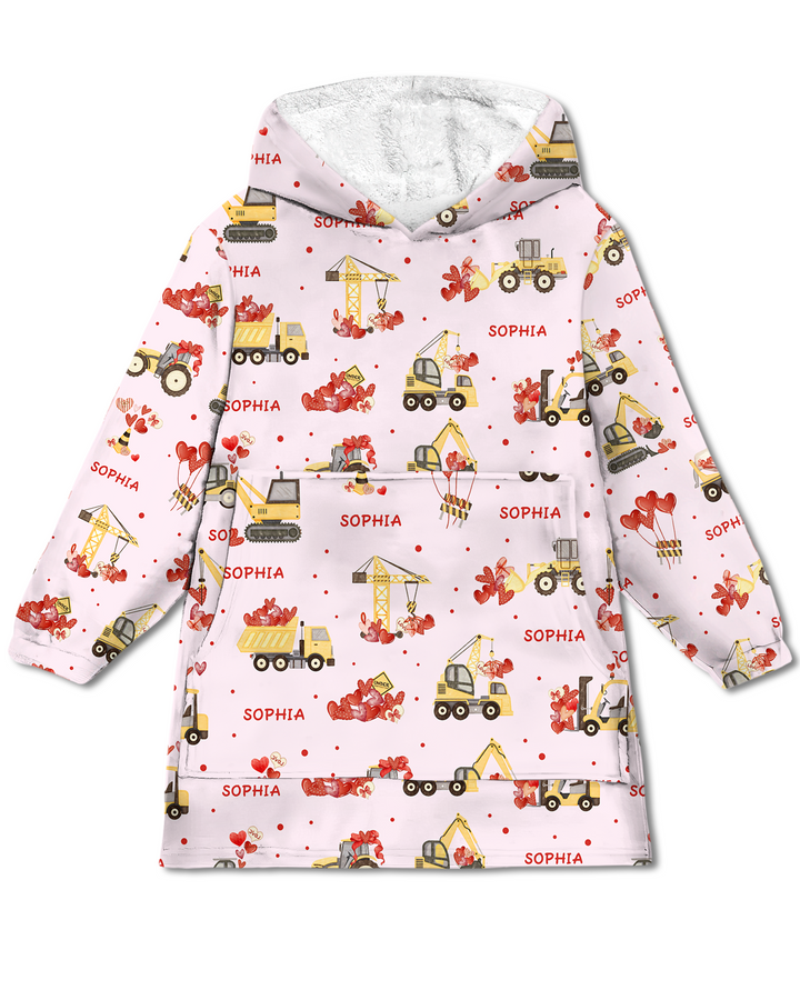 Custom Name Valentine Trucks Family Matching Blanket Hoodie