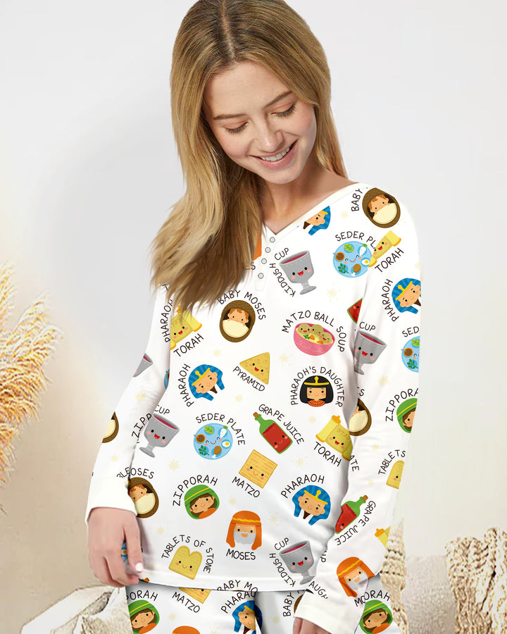 Cute Passover Characters Women Pajama Set