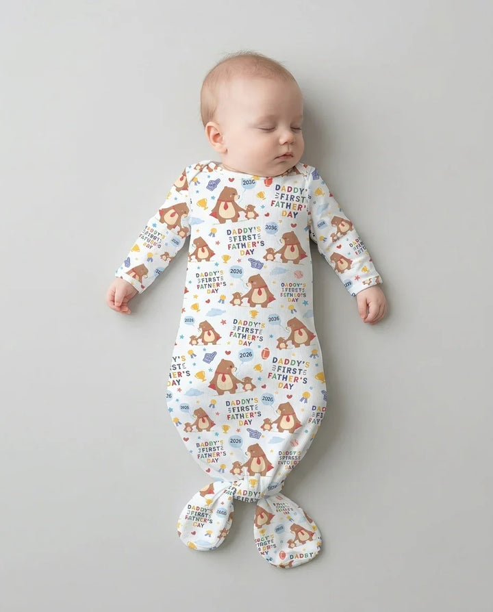 First Father's Day Daddy Bear Family Matching Bamboo Knot Gown