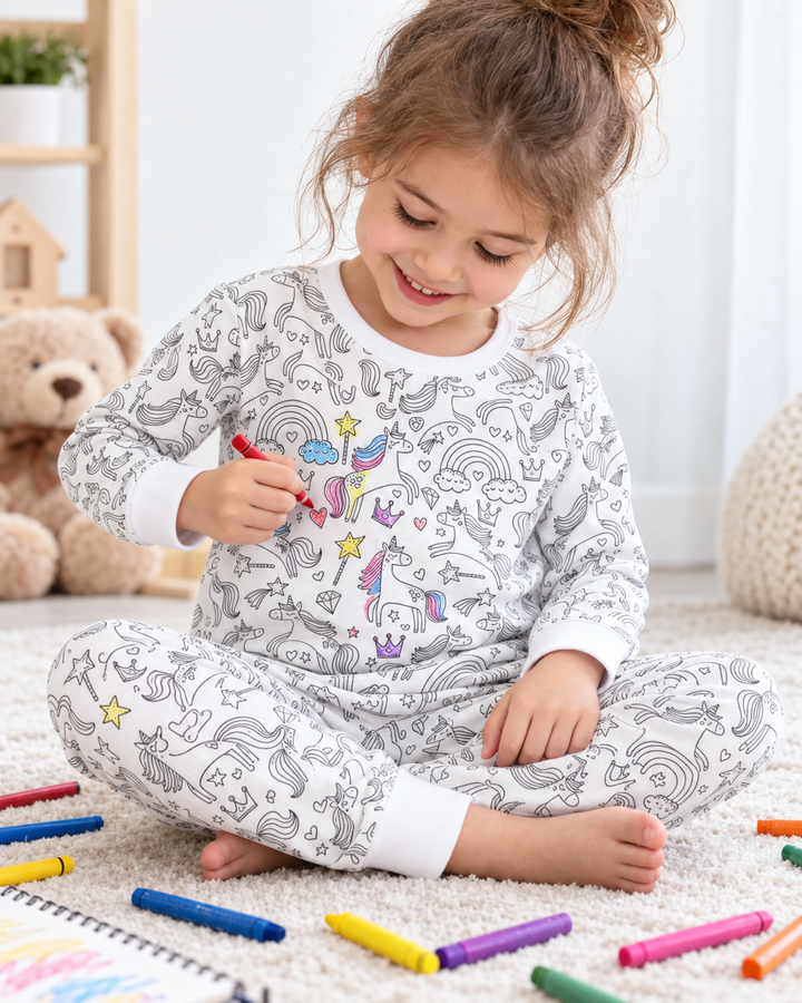 Conjunto de pijama de dos piezas de manga larga de bambú todo colorable