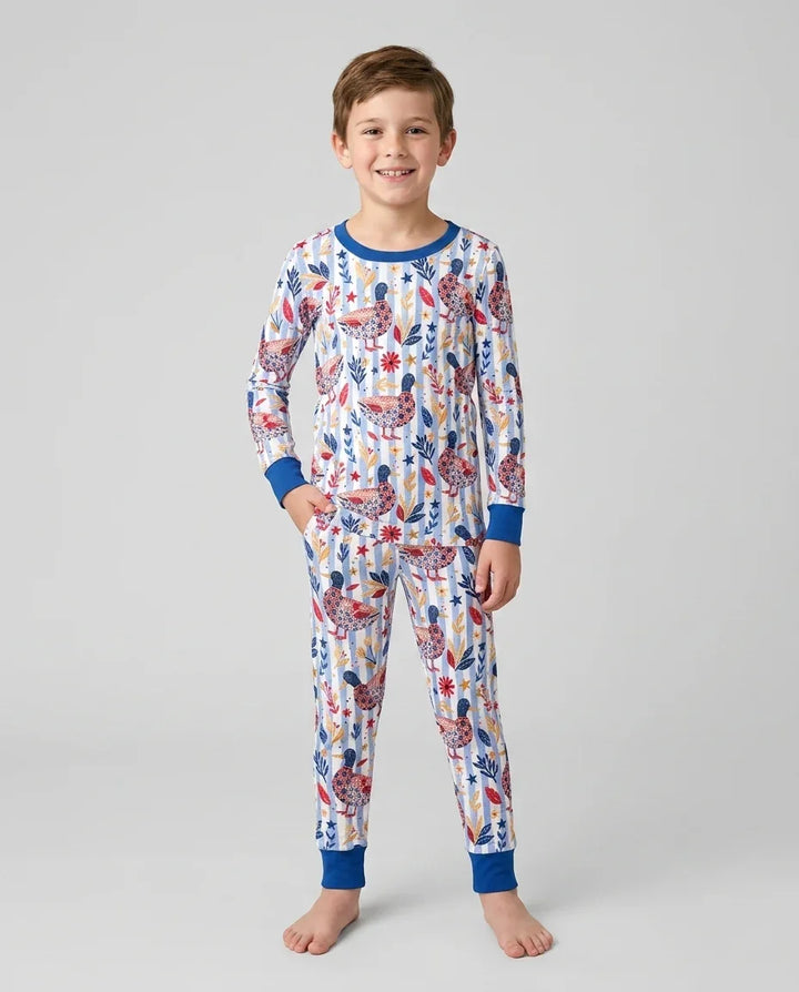 Patriotic Mallard Duck Bamboo Two Piece Long Sleeve Pajama Set