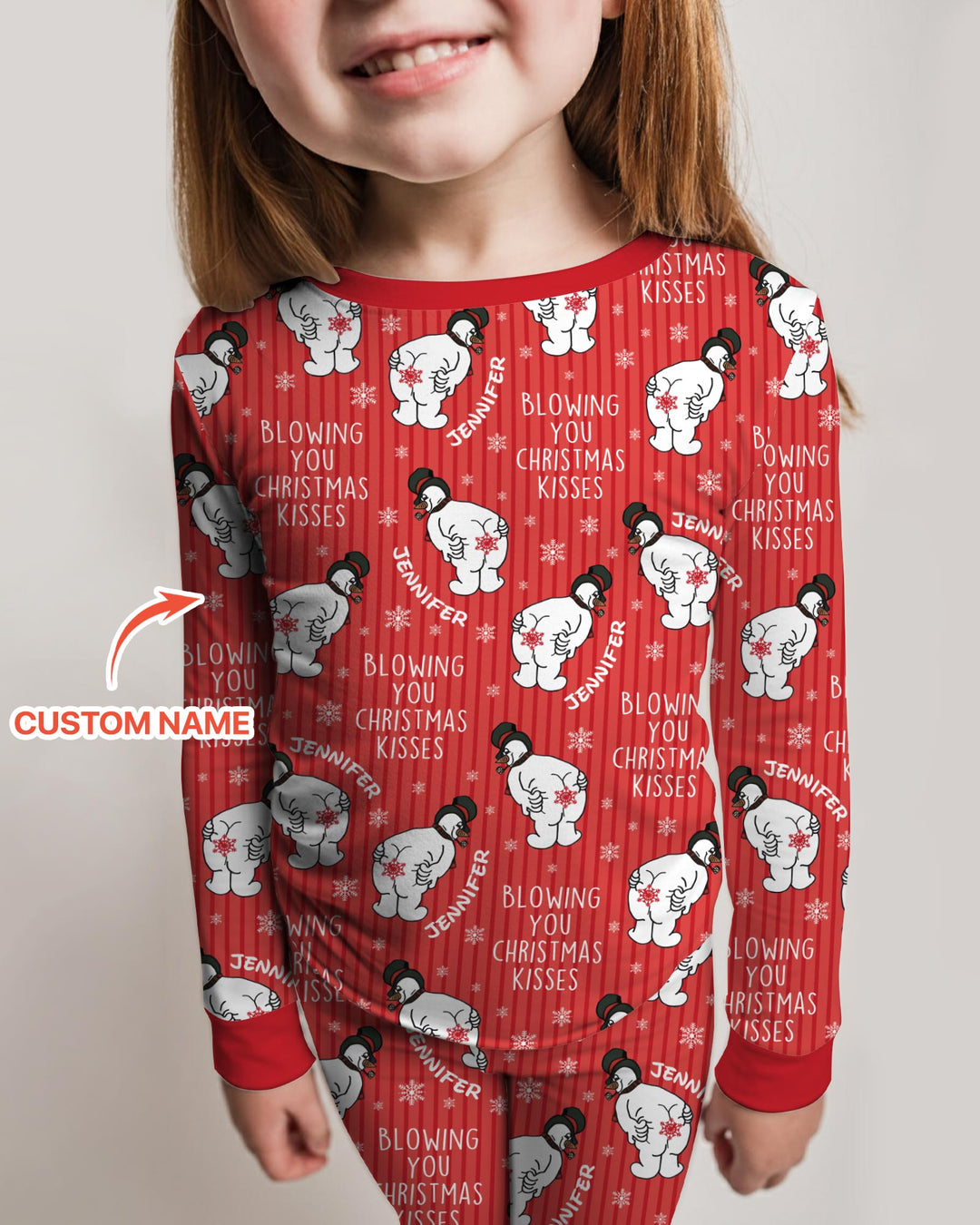 Blowing You Christmas Kisses Bamboo Two Piece Long Sleeve Pajama Set