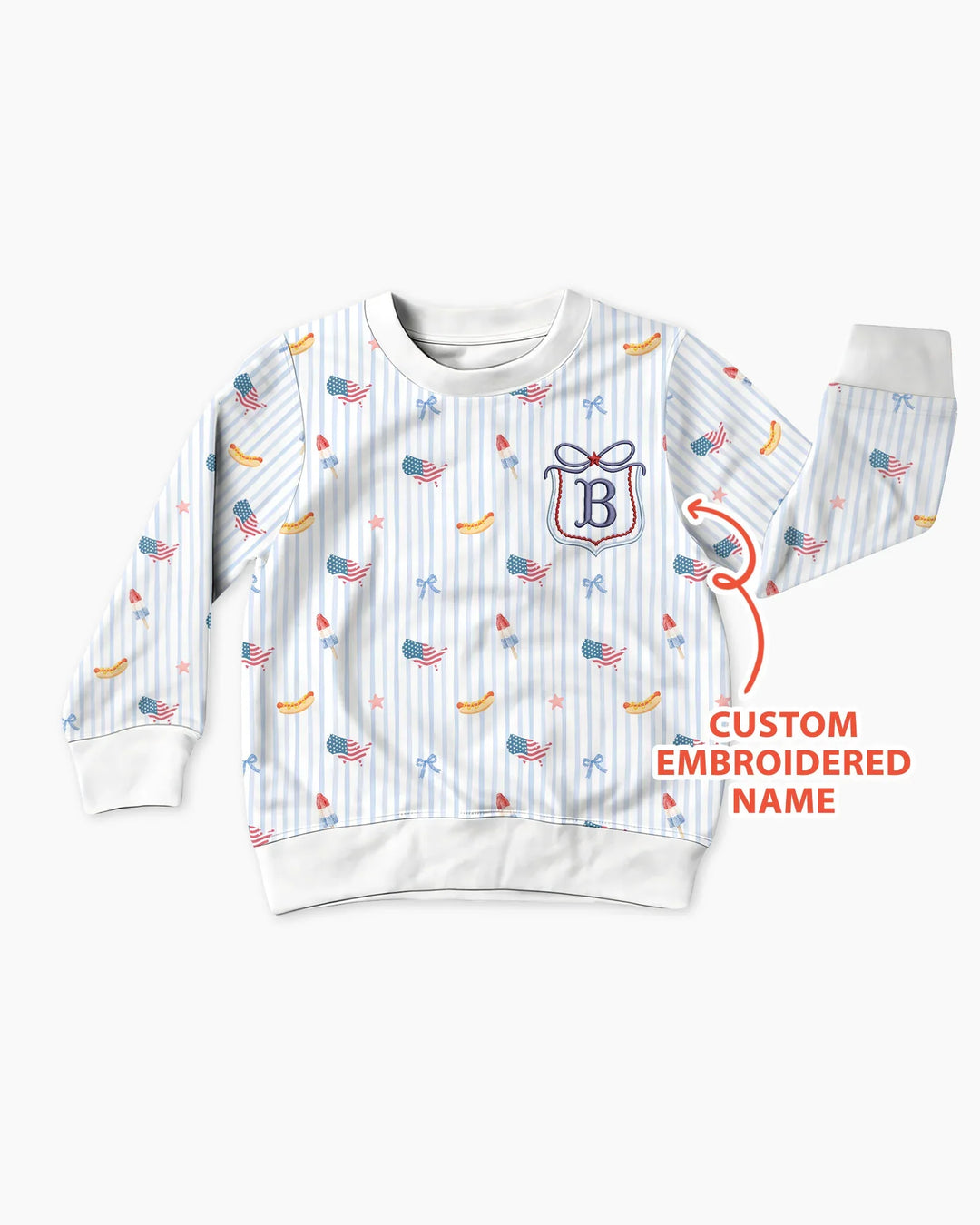 Personalized 4th Of July Embroidered Bamboo Crewneck Sweatshirt