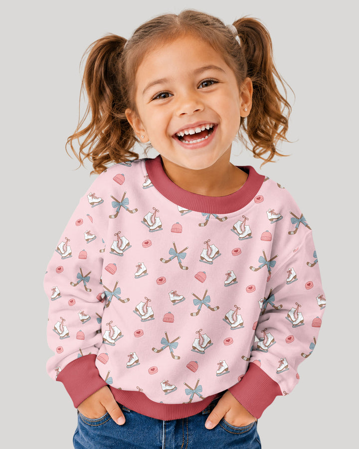 Girly Hockey PinkBamboo Crewneck Sweatshirt