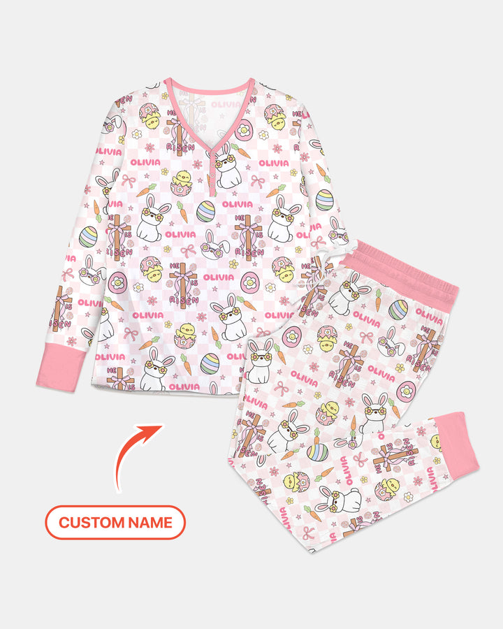Custom Name Retro Easter Women Pajama Set