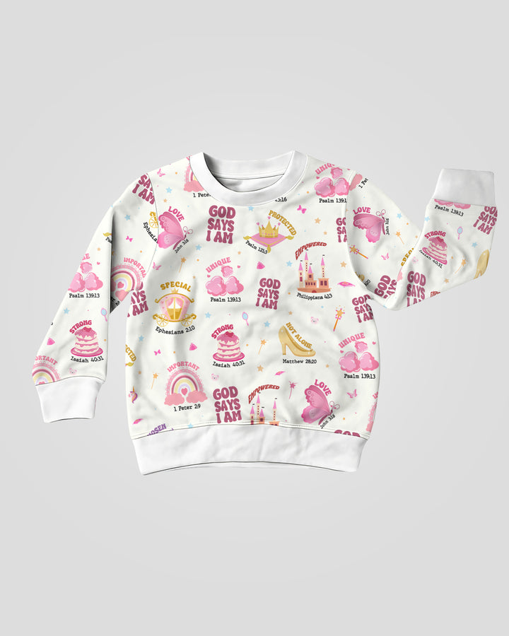 God Says I Am Girl Crewneck Sweatshirt