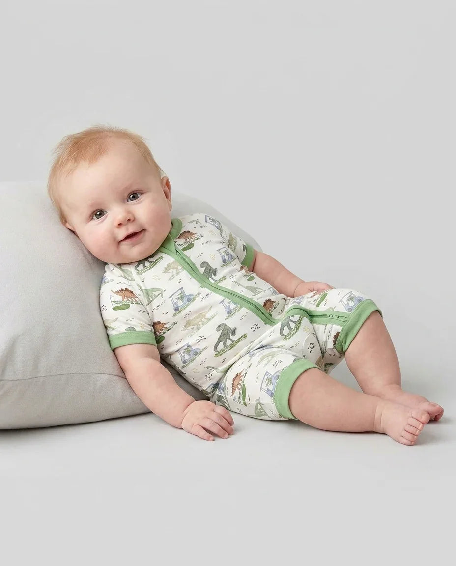 Dinos On The Green Daddy & Me Matching Bamboo Shorty Zippy