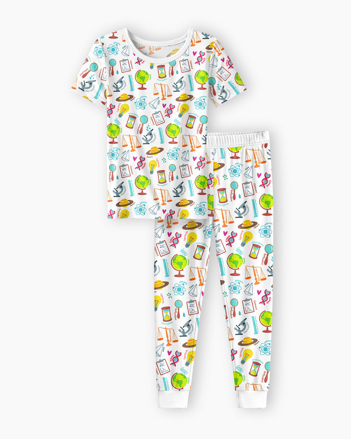 Conjunto de pijama de dos piezas de manga corta de bambú