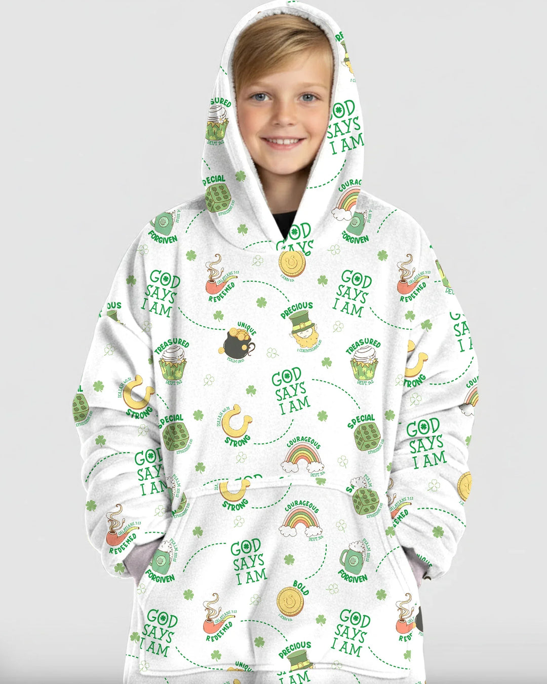 St Patrick's Day God Says I Am Wearable Blanket Hoodie