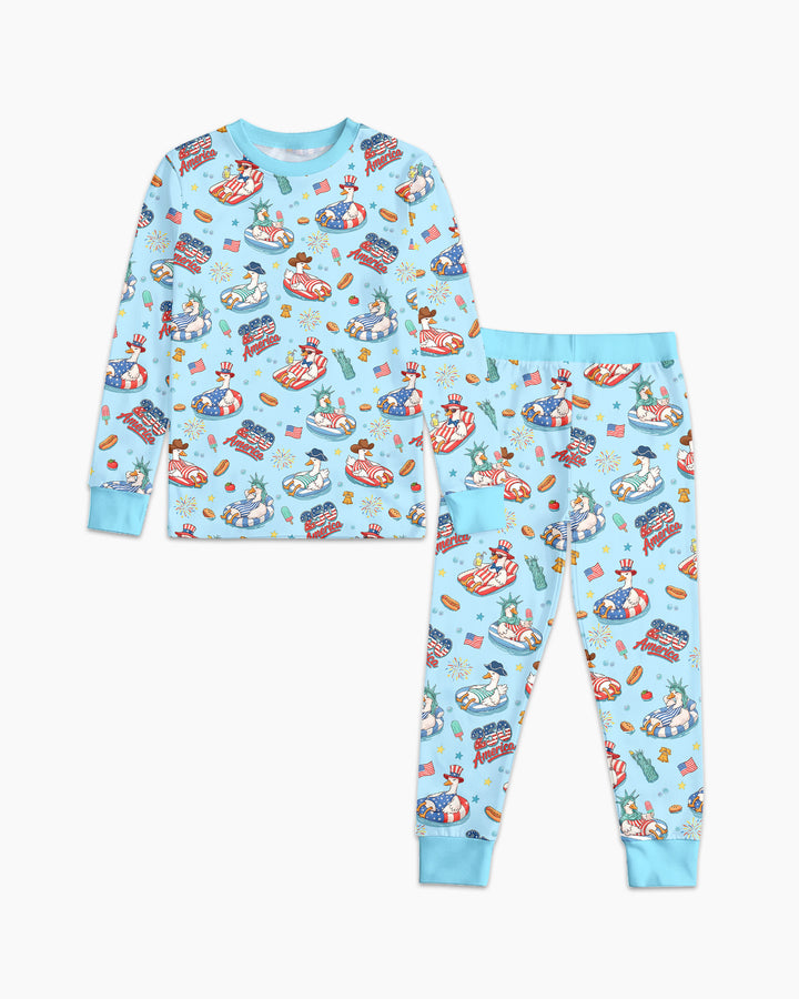 Zweiteiliges Langarm-Pyjama-Set mit Sommerfrüchten