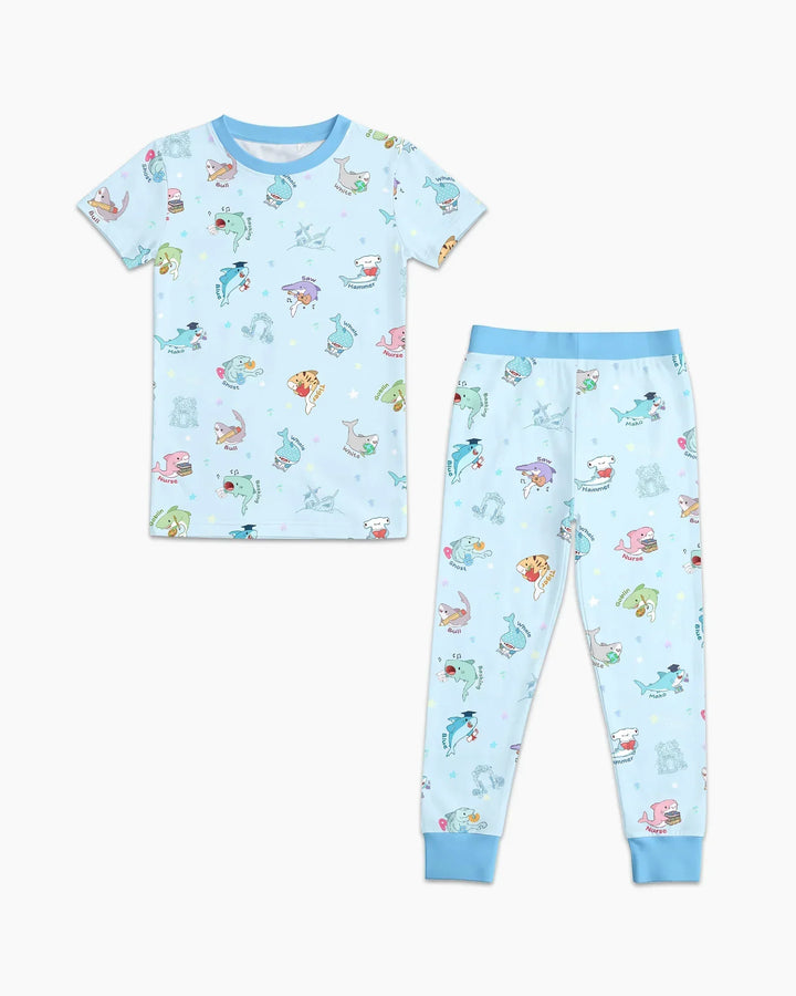 Shark School Bamboo Two Piece Short Sleeve Pajama Set