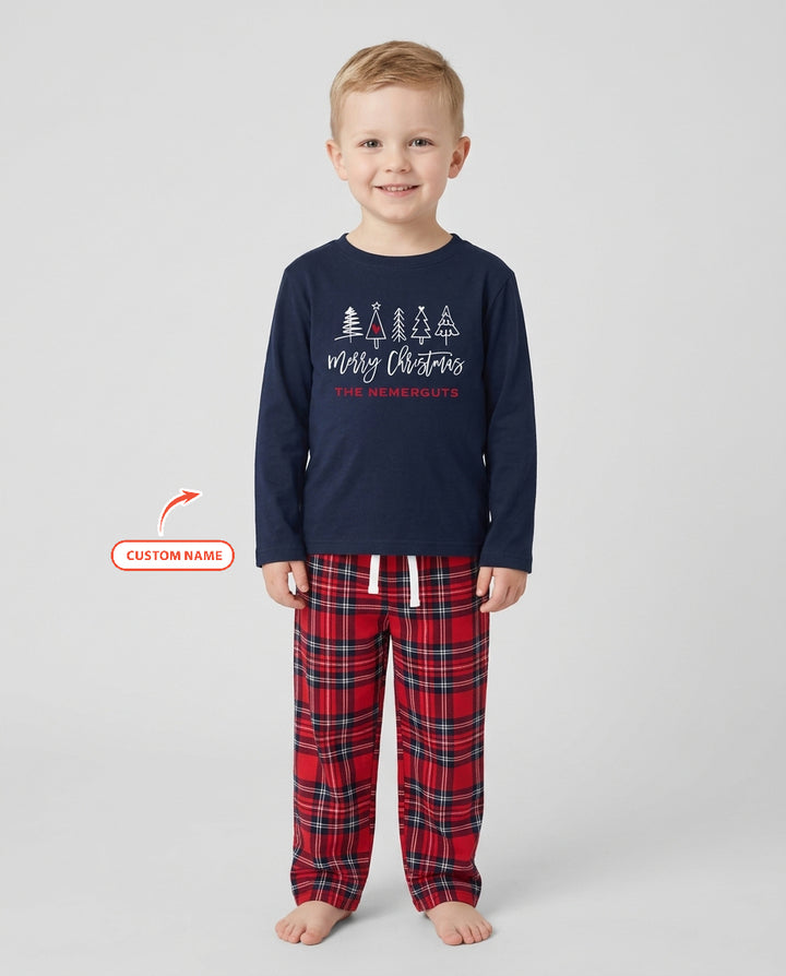 Custom Christmas Tree Bamboo Two Piece Long Sleeve Pajama Set