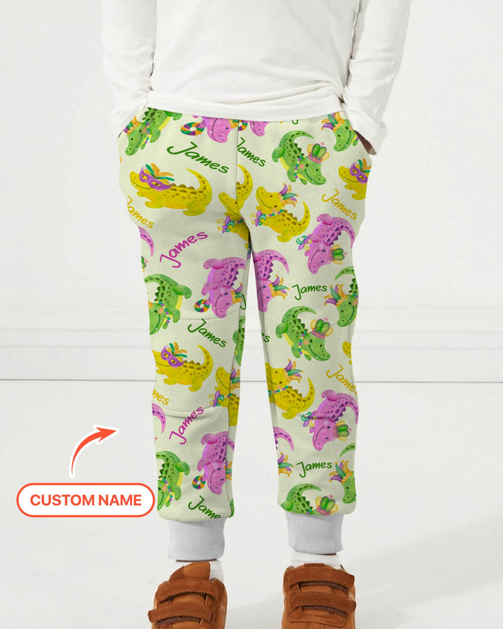 Custom Name Mardi Gras Alligator Jogger