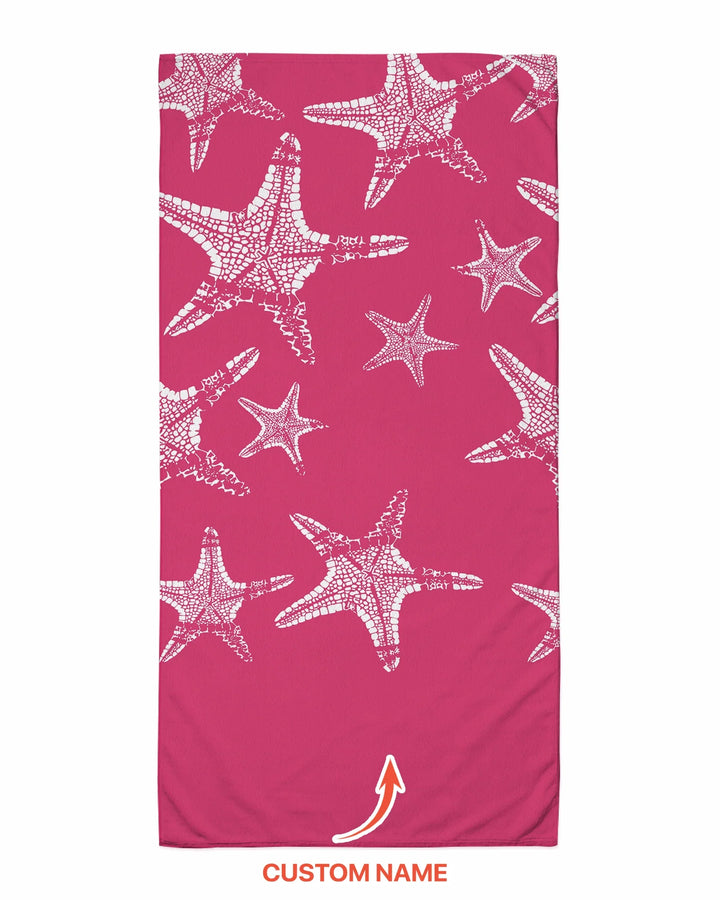 Custom Photo Starfish With Names Bamboo Beach Towel