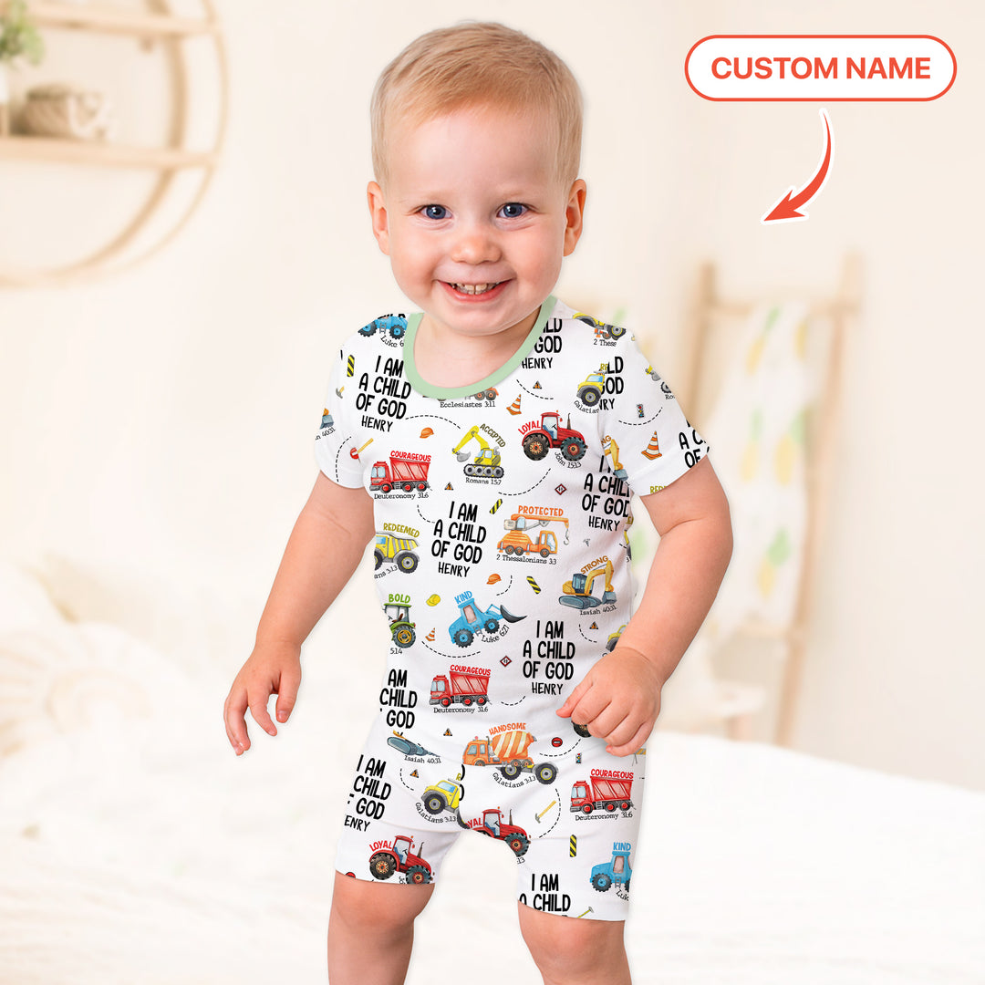 I Am A Child Of God Custom Name Two Piece Short Sleeve Shorts Pajama Set