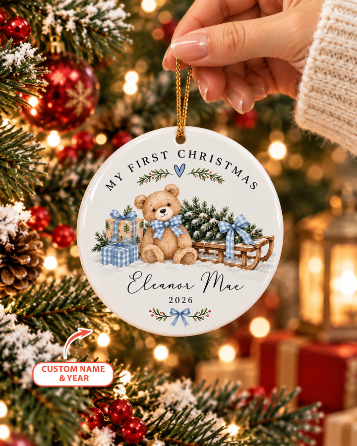 Baby Bear First Christmas Ceramic Ornament