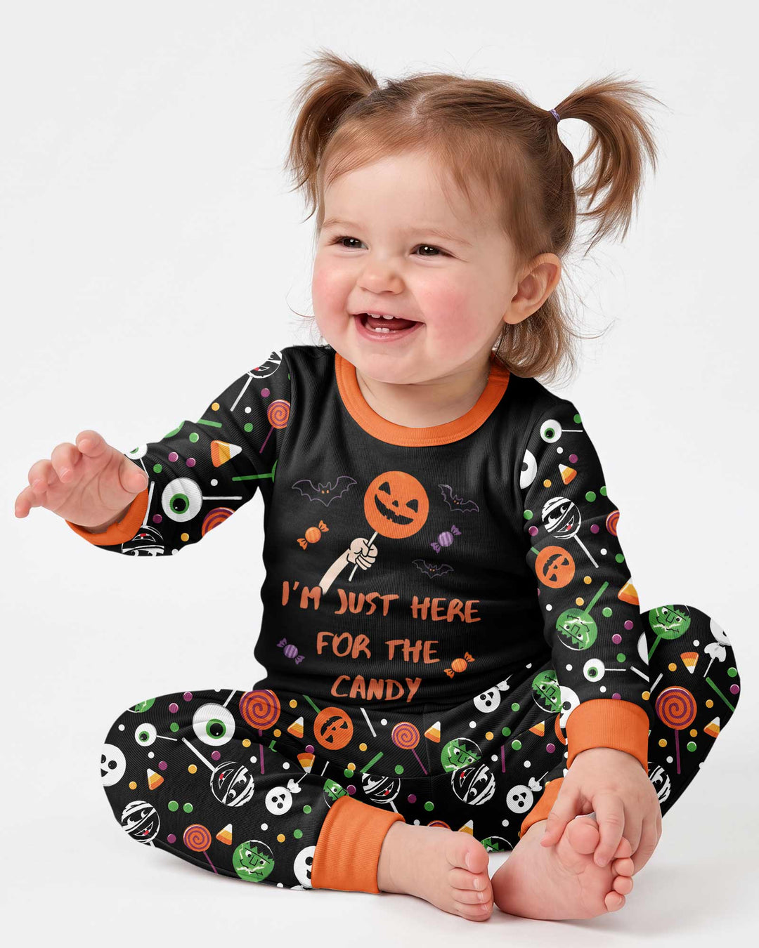 Halloween Lolipop I'm Just Here For The Candy Bamboo Two Piece Long Sleeve Pajama Set