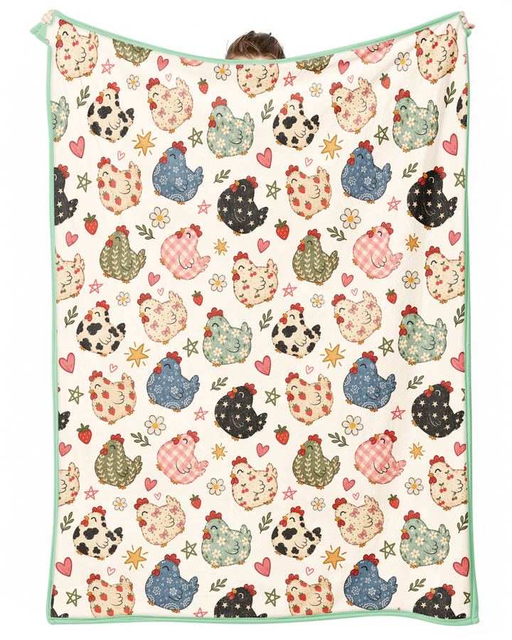 Playful Farm Chicken Bamboo Blanket