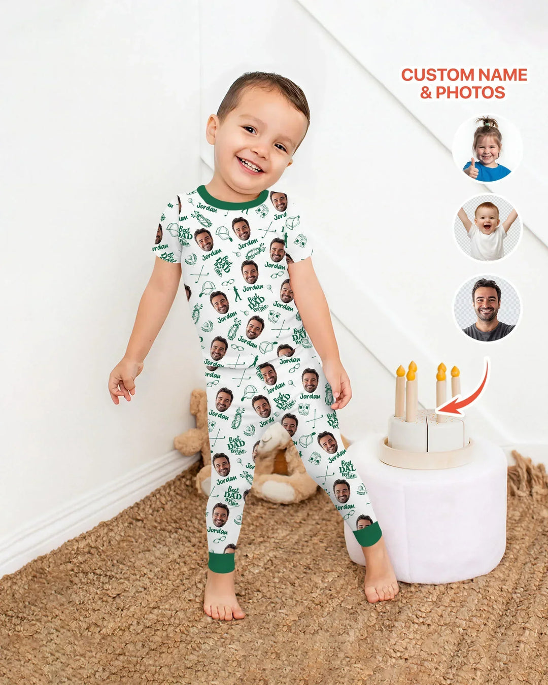 Custom Photo Best Dad By Par Bamboo Two Piece Short Sleeve Pajama Set