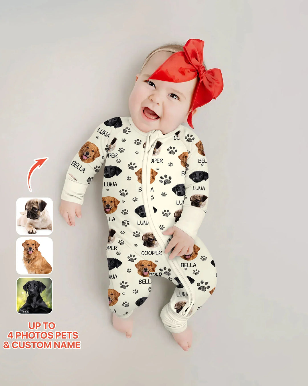 Custom Dog Photo With Paw Bamboo Convertible Zippy