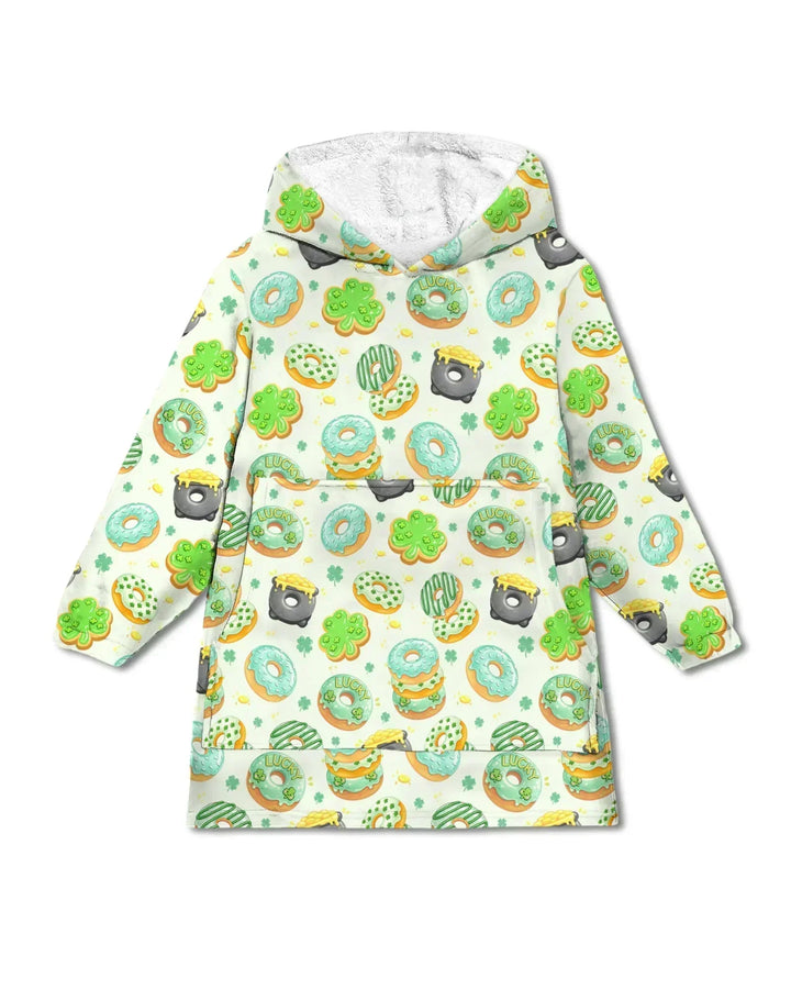 St. Patrick's Day Donut Wearable Blanket Hoodie