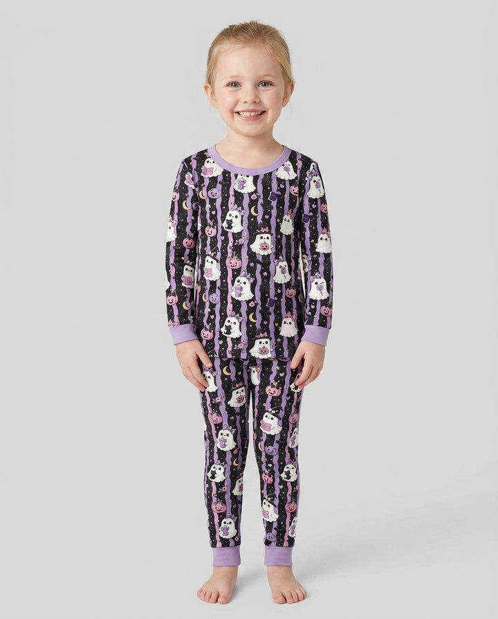 Cute Ghost Halloween Bamboo Two Piece Long Sleeve Pajama Set