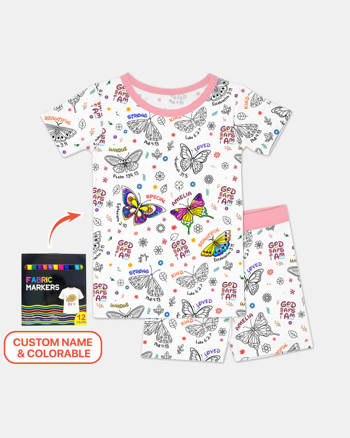 Zweiteiliges Pyjama-Set mit kurzen Ärmeln und Shorts im Sommer-Design