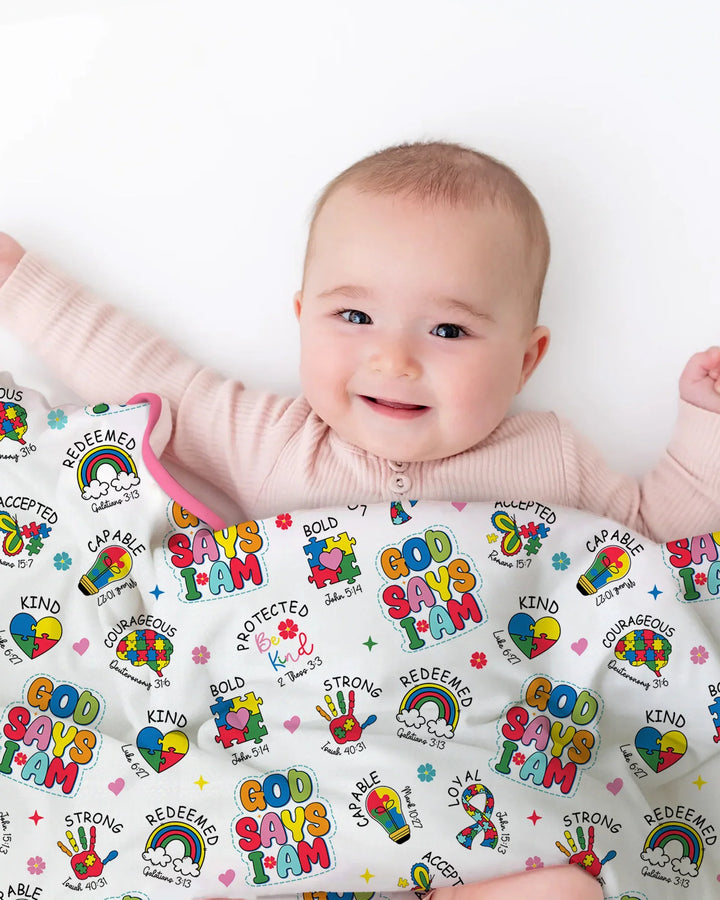 God Says I Am Autism Awareness Bamboo Blanket