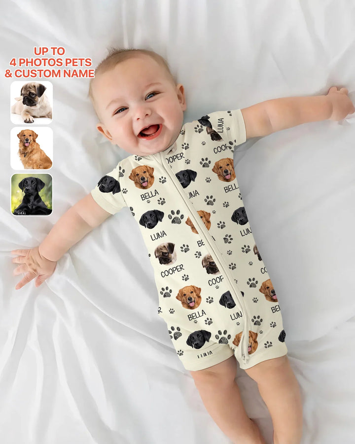 Custom Photo With Paw For Dog Lovers Bamboo Shorty Zippy