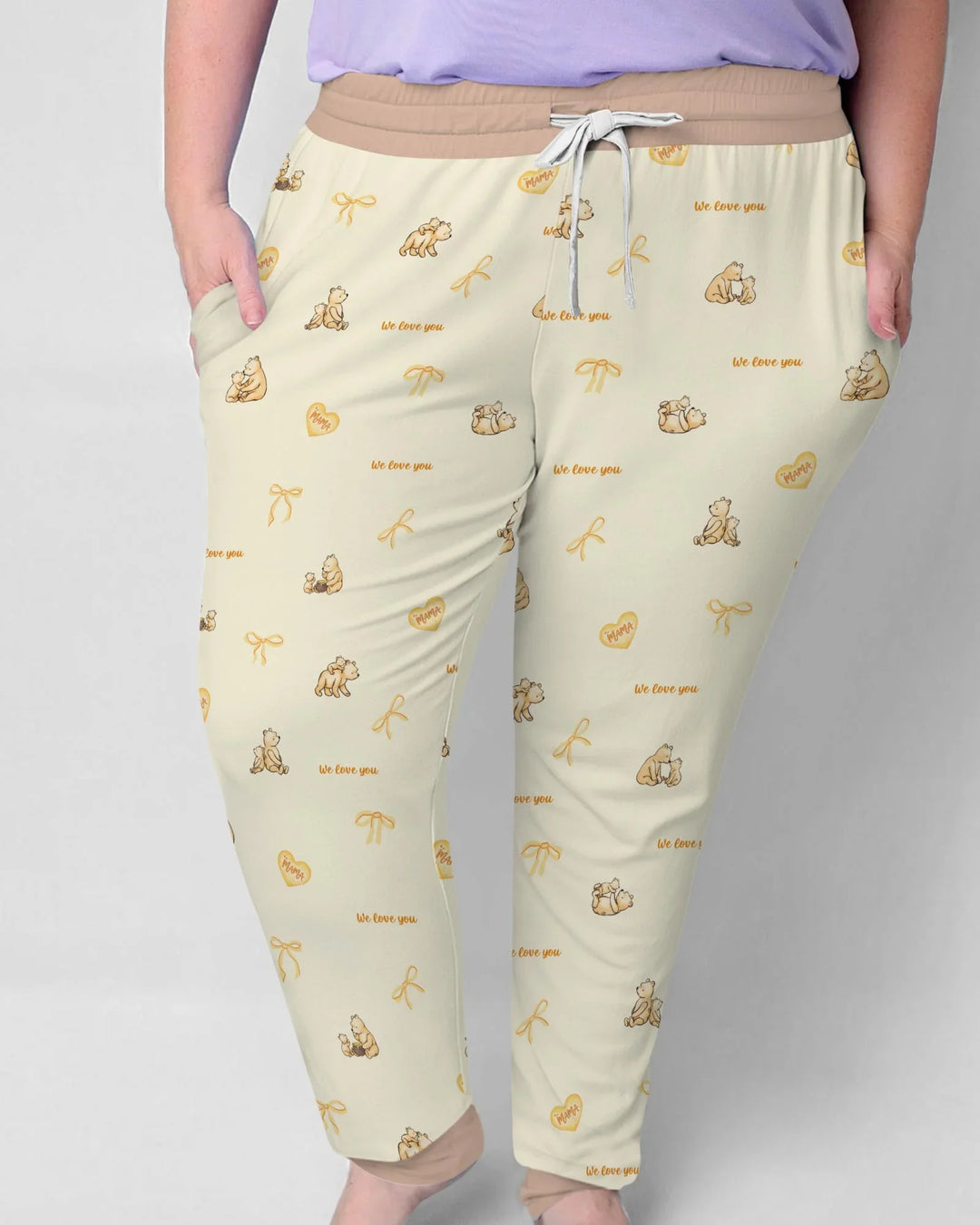Sweat Yellow Mama Bear Women Pajama Set