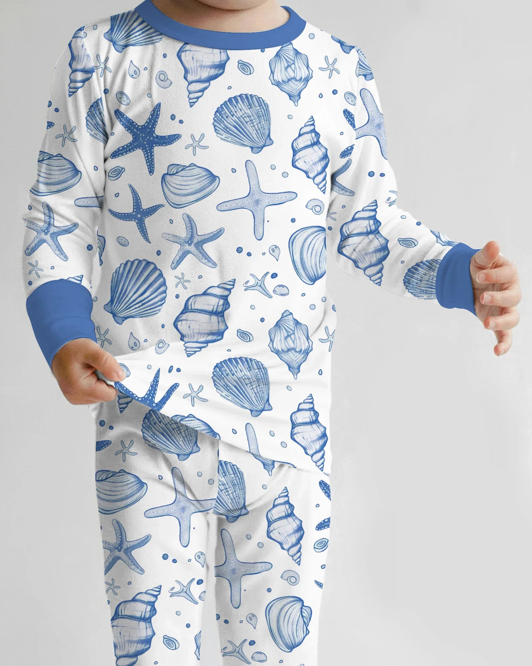 Conjunto de pijama de dos piezas de bambú de manga larga para toda la familia "Coastal Charm"