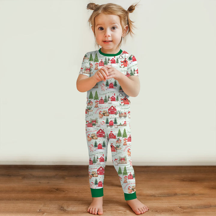 Christmas on Farm Two Piece Short Sleeve Pajama Set
