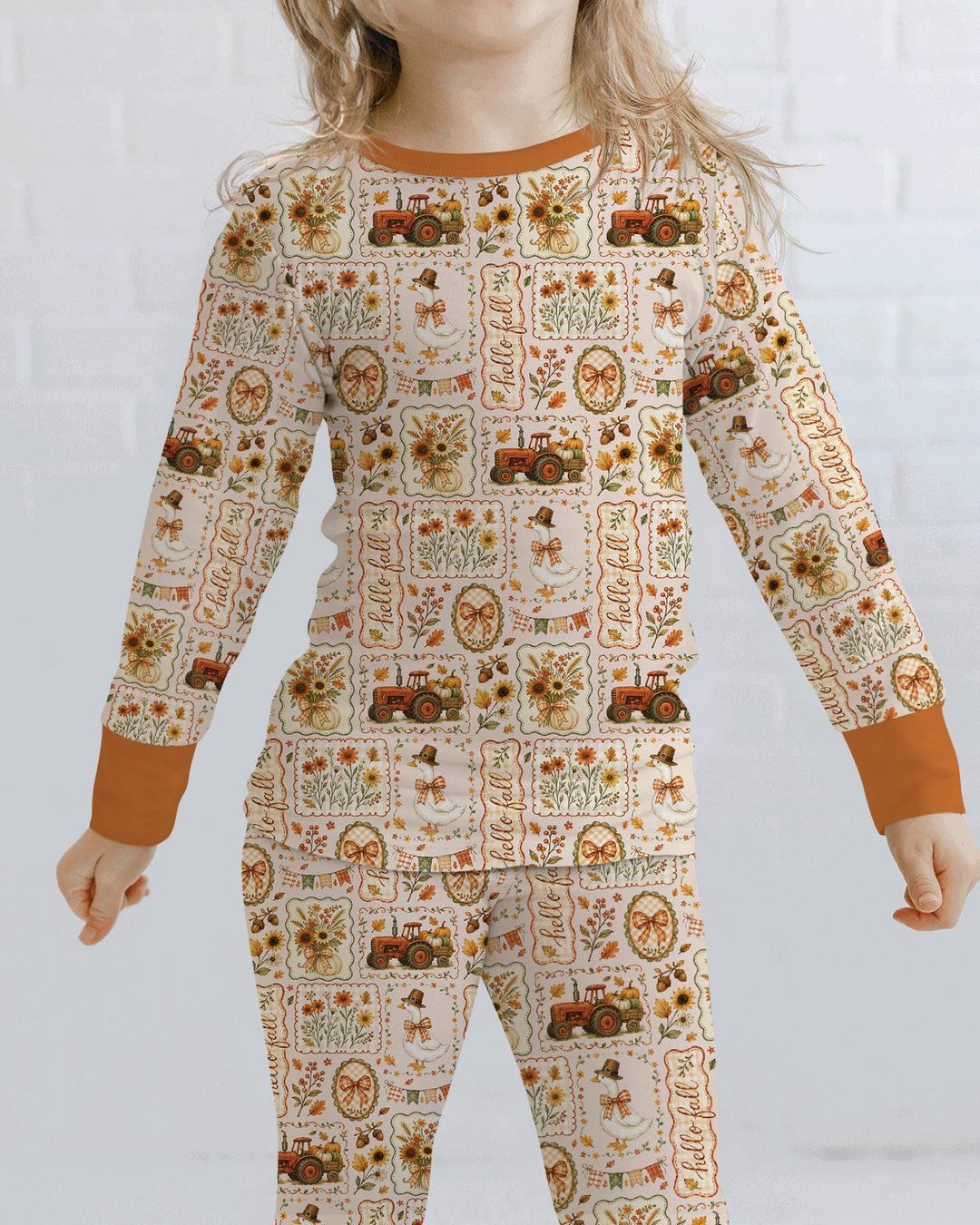 Farmhouse Fall Goose Family Matching Bamboo Two Piece Long Sleeve Pajama Set