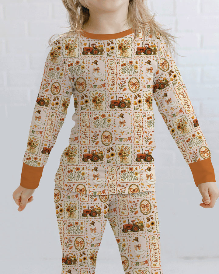 Farmhouse Fall Goose Family Matching Bamboo Two Piece Long Sleeve Pajama Set