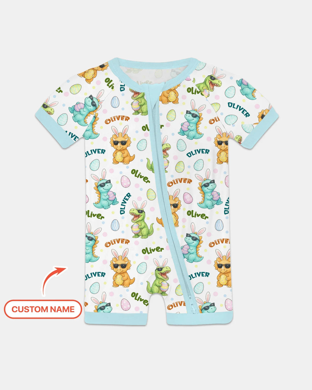 Custom Name Dinosaur on the Hunt Shorty Zippy