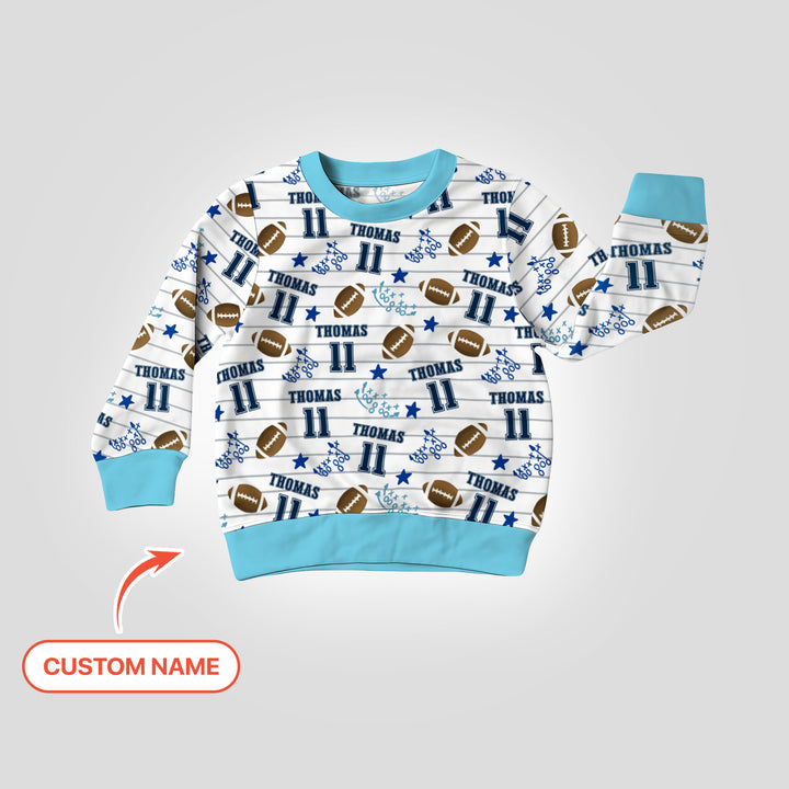 Custom Name Football Time Crewneck Sweatshirt