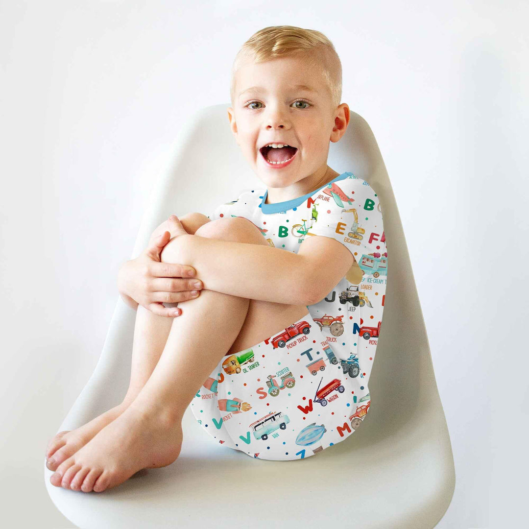 Transportation Alphabet Two Piece Short Sleeve Shorts Pajama Set