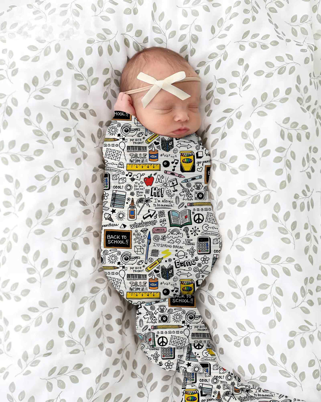 School Days Doodles swaddle blanket