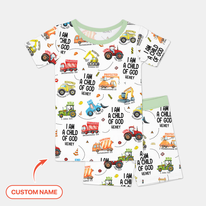 I Am A Child Of God Custom Name Two Piece Short Sleeve Shorts Pajama Set