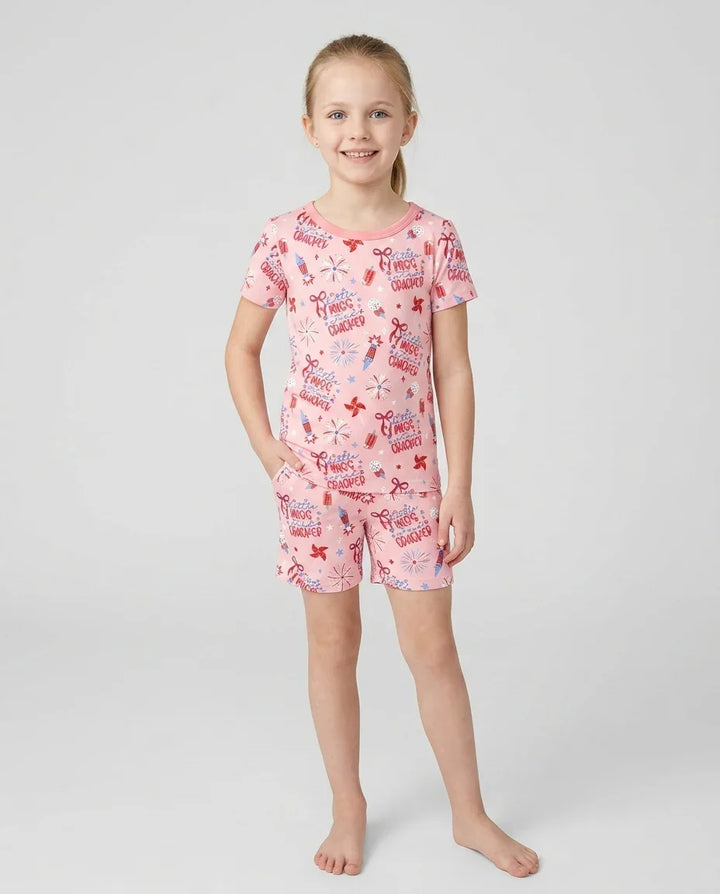 Conjunto de Pijama de Dos Piezas de Bambú con Mangas Cortas y Pantalones Cortos