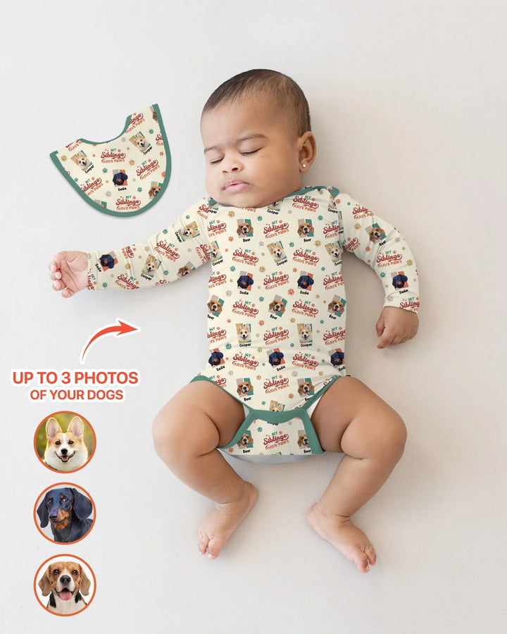 Custom Dog Photos "My Siblings Have Paws" Bamboo Bodysuit