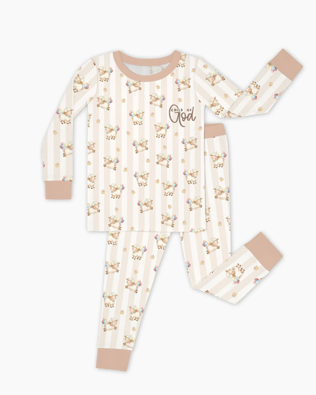 Child Of God Embroidered Baby Bamboo Two Piece Long Sleeve Pajama Set