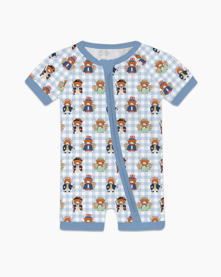 Patriotic 4th of July Highland Cow Bamboo Shorty Zippy