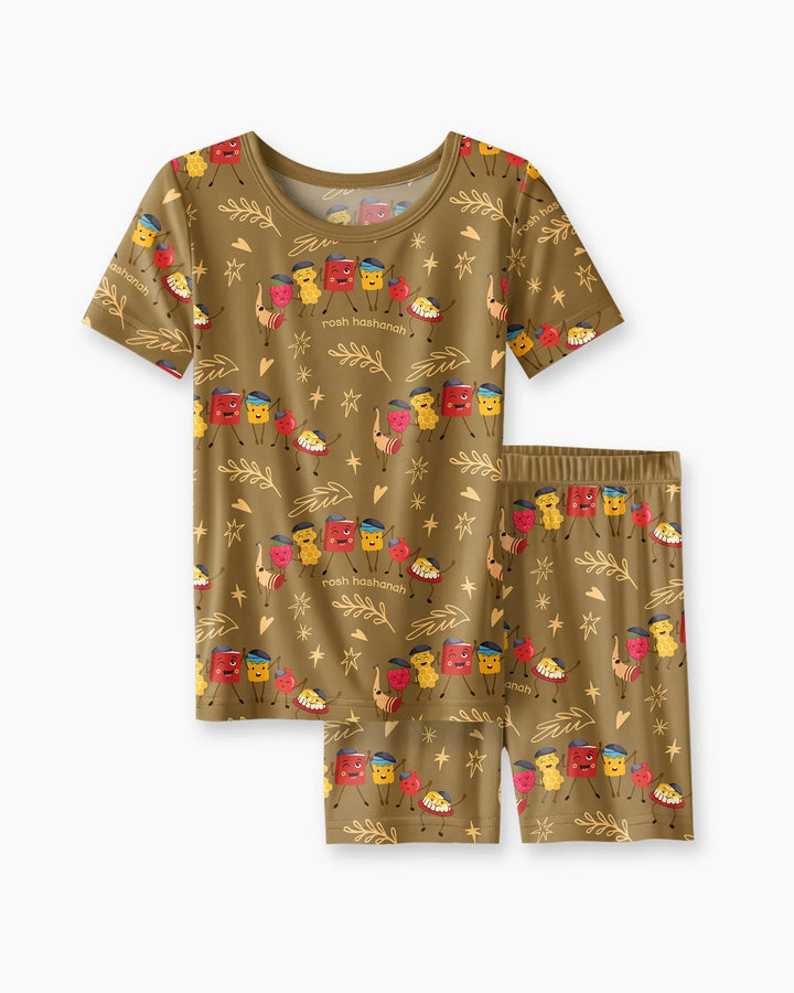 Conjunto de Pijama de Dos Piezas de Bambú con Mangas Cortas y Pantalones Cortos