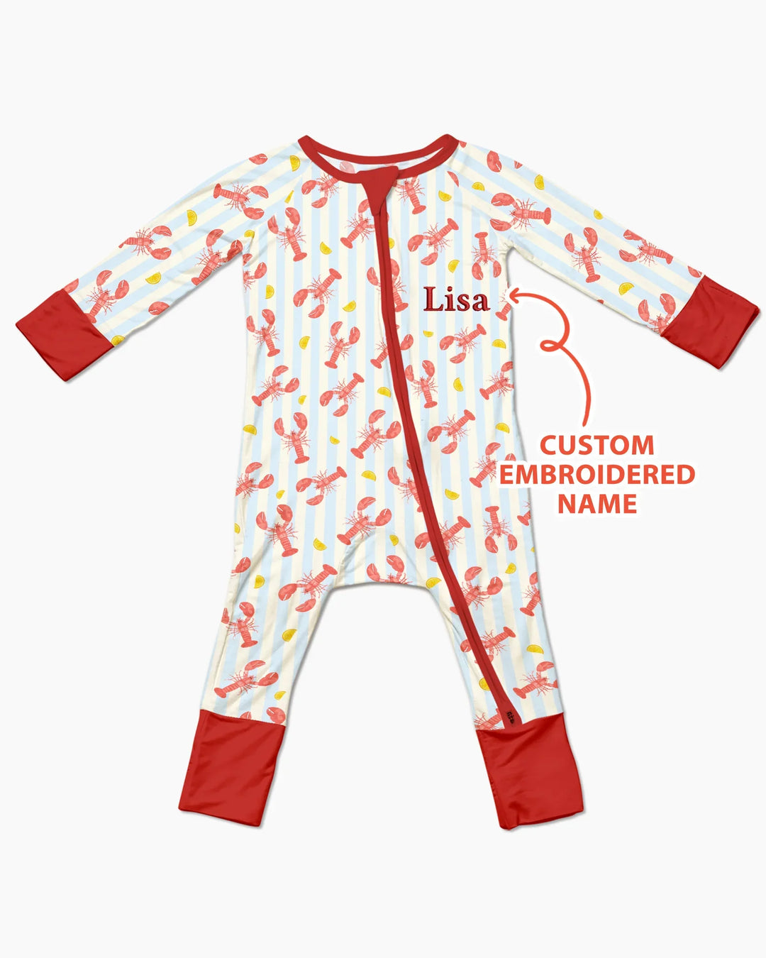 Personalized Embroidered Crawfish Summer Baby Bamboo Convertible Zippy