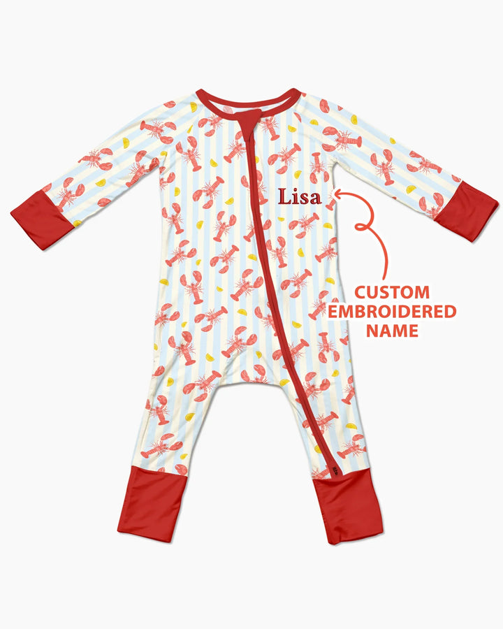 Personalized Embroidered Crawfish Summer Baby Bamboo Convertible Zippy