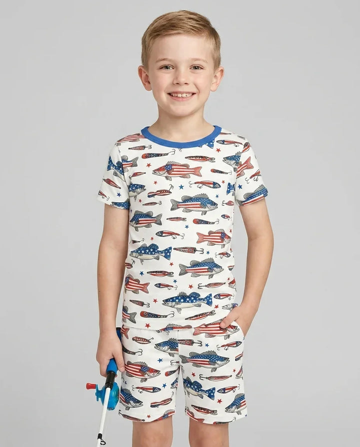 Conjunto de Pijama de Dos Piezas de Bambú con Mangas Cortas y Pantalones Cortos