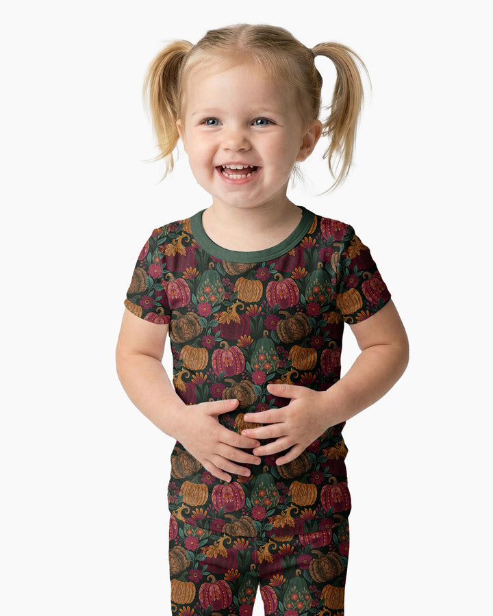 Velvet Pumpkins Bamboo Two Piece Short Sleeve Pajama Set