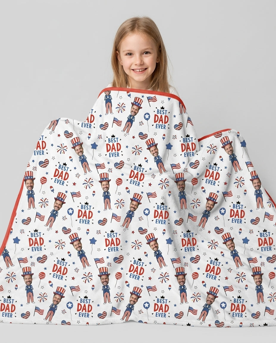 Custom Photo Best Patriotic Family Ever Bamboo Blanket